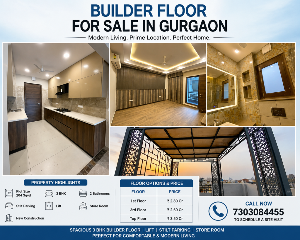 Builder Floor for Sale in Gurgaon | 7303084455